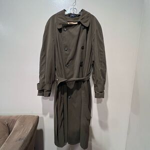 Ralph Ralph Lauren Mens Trench Coat 42R Wool Blend Removable Zip Out Liner Green